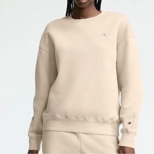 Champion Classic Powerblend Small C Logo Crewneck Sweatshirt - Cream Size L
